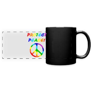 protect peace rand weiß - Panorama-Tasse farbig - Schwarz - Vorne