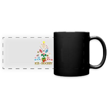 Hockey sur glace Arbre de Noël Noël - Mug panoramique uni - noir - Devant