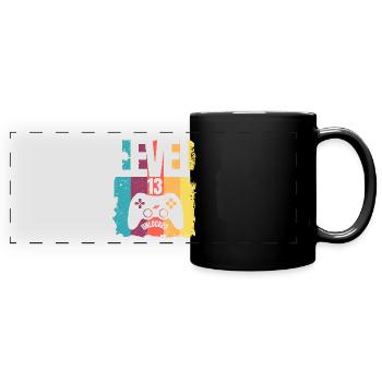 Cadeau d'anniversaire débloqué niveau 13 pour les enfants - Mug panoramique uni - noir - Devant