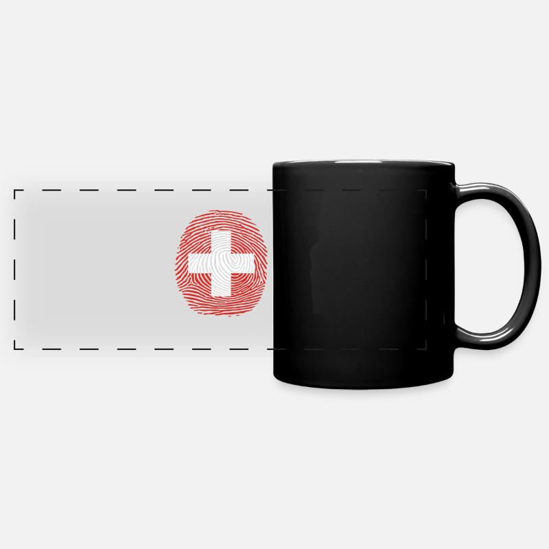 Empreinte digitale du drapeau suisse - Mug panoramique uni - noir