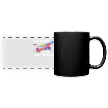 Love It Plane comes for a cargo pilot - Full Colour Panoramic Mug - black - Front