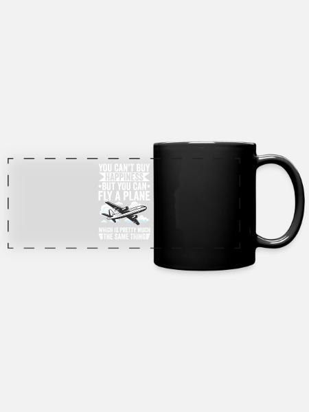 Berufspilot Flugschein Fluglizenz Pilot - Panorama-Tasse farbig - Schwarz