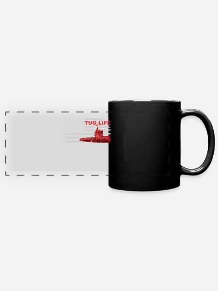 Schlepper Schleppboot Tug Life - Panorama-Tasse farbig - Schwarz