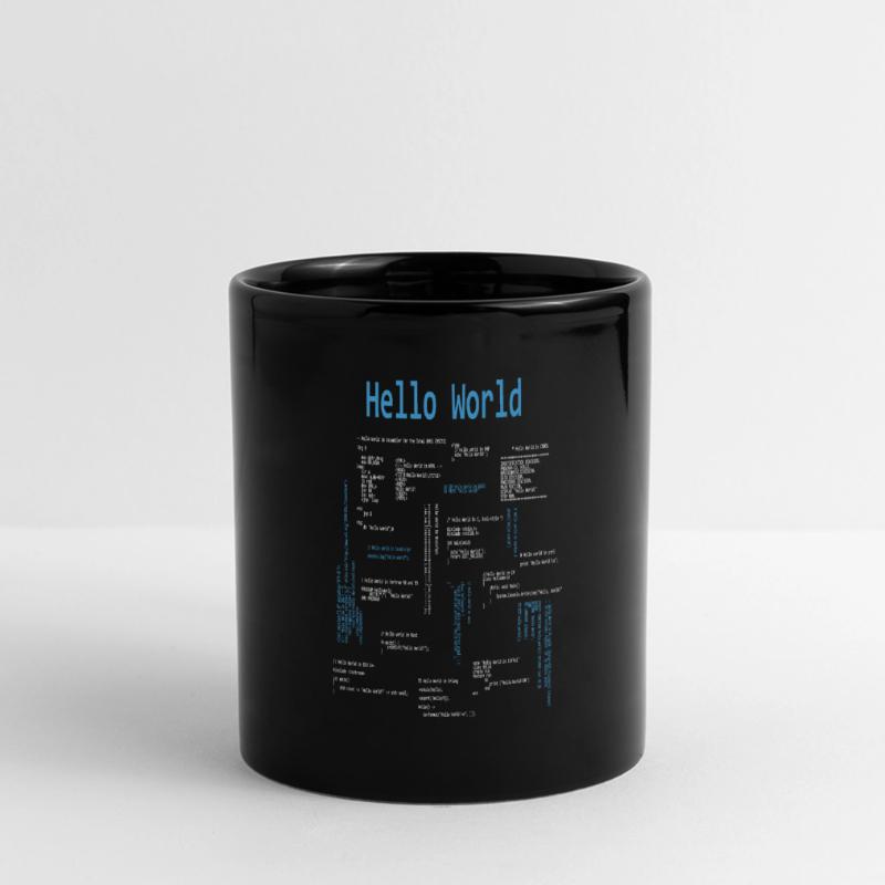 Hello World Programmiersprachen Programmierer Nerd Panorama-Tasse farbig