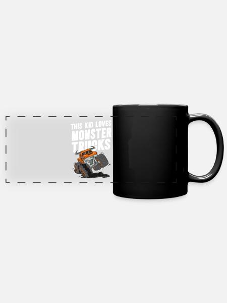 Dieses Kind Liebt Monstertrucks - Panorama-Tasse farbig - Schwarz