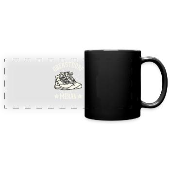 Alpenüberquerung Oberstdorf Meran E5 Fernwanderweg - Panorama-Tasse farbig - Schwarz - Vorne