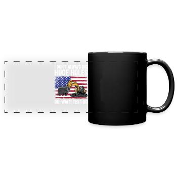 Retro Bagger Spruch Baggerfahrer Baustelle - Panorama-Tasse farbig - Schwarz - Vorne