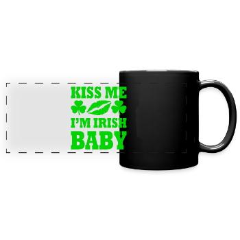 kiss me im irish baby - Full Colour Panoramic Mug - black - Front