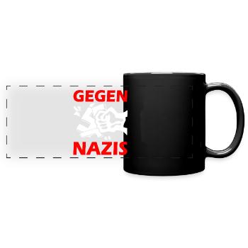 Against nazis fist - Full Colour Panoramic Mug - black - Front