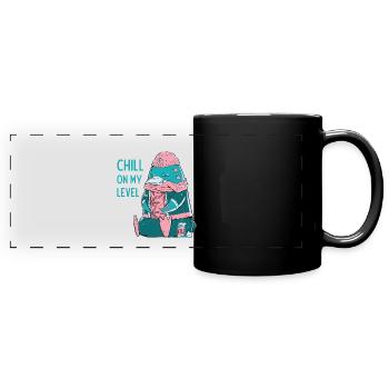 süßer Hippi Pinguin mit graß Stoner Weed high dope - Panorama-Tasse farbig - Schwarz - Vorne