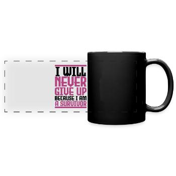 Breast cancer defeated "i am a survivor". - Full Colour Panoramic Mug - black - Front