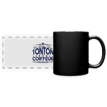 J'ai deux titres tonton et Coiffeur Cadeau Tonton. - Mug panoramique uni - noir - Devant
