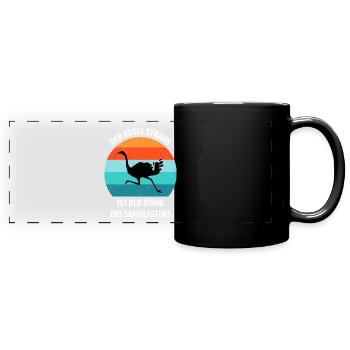 Strauß Ostrich Vogel Strauß Ornithologie - Panorama-Tasse farbig - Schwarz - Vorne