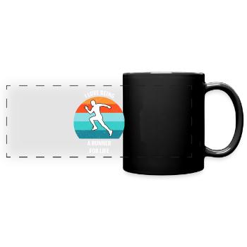 Joggen - Panorama-Tasse farbig - Schwarz - Vorne