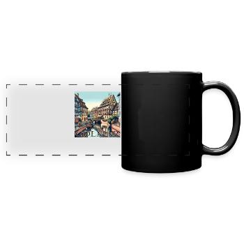Colmar France Half-Timbered Charm - Full Colour Panoramic Mug - black - Front