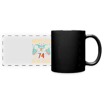 1950 74th Birthday Gifts, 74 Year Adventure - Full Colour Panoramic Mug - black - Front