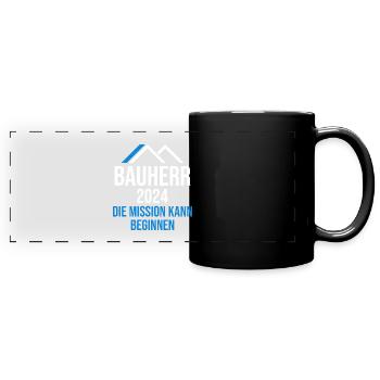 Bauherr 2024 Hausbau Neubau Baustelle Richtfest - Panorama-Tasse farbig - Schwarz - Vorne