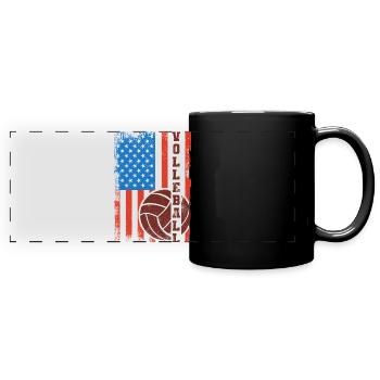 Joueur de volley-ball patriotique - Mug panoramique uni - noir - Devant