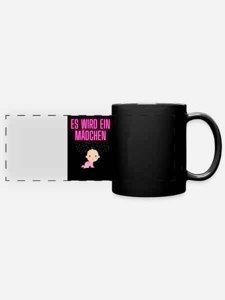 Es wird ein Mädchen - Panorama-Tasse farbig - Schwarz