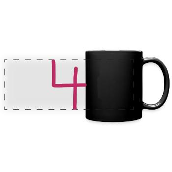 4 Numéro quatre rose numéro rouge Anniversaire - Mug panoramique uni - noir - Devant