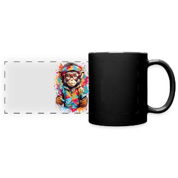 Coole Affe - Panorama-Tasse farbig - Schwarz - Vorne