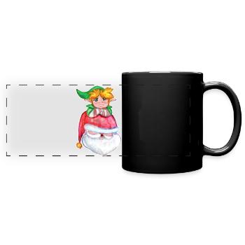 Kawaii Santa & Elf - Panorama-Tasse farbig - Schwarz - Vorne
