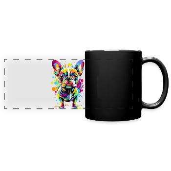 French Bulldog Colorful - Dog Breed - Full Colour Panoramic Mug - black - Front