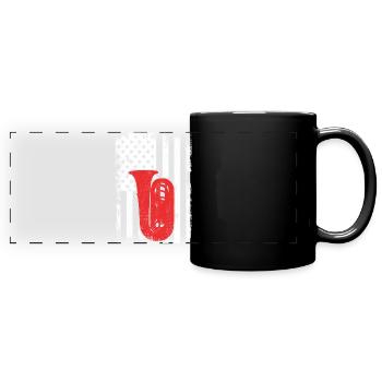 4th of July USA Tuba - Full Colour Panoramic Mug - black - Front