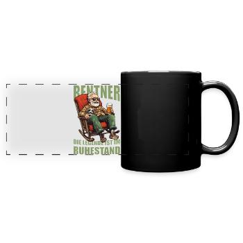 Geschenk zur Rente Opa im Ruhestand lustiges - Panorama-Tasse farbig - Schwarz - Vorne