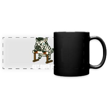 Zebra Hürde Hürdenlauf Motivation Spruch Überwinde - Panorama-Tasse farbig - Schwarz - Vorne