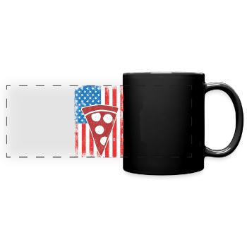 4th of July US Pizza - Full Colour Panoramic Mug - black - Front