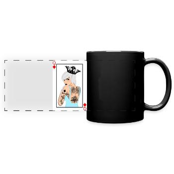 Carte Dame de Carreau punk - Mug panoramique uni - noir - Devant