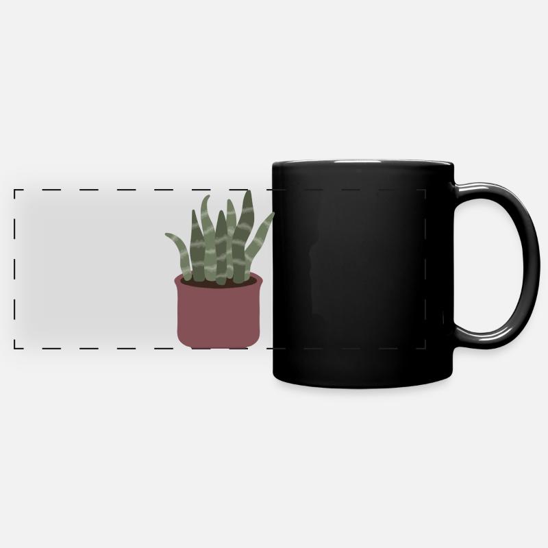 Illustration de pot minimal de plante de serpent - Mug panoramique uni - noir