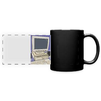 Retro Computer Desktop Setup - Full Colour Panoramic Mug - black - Front