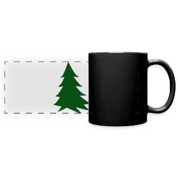 Sapin silhouette vert profond - Mug panoramique uni - noir - Devant