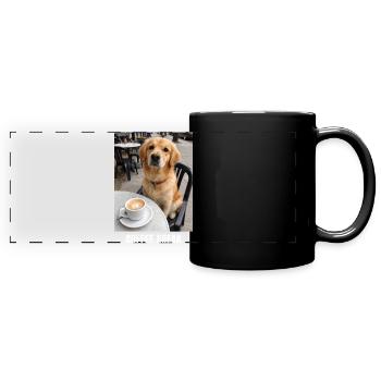 Coffee Break Golden Retriever Cafe Meme Funny Dog - Panorama-Tasse farbig - Schwarz - Vorne