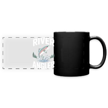 River Angler Fly Fishing Fishing - Full Colour Panoramic Mug - black - Front