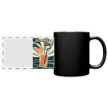 Sommerzeit Orange Drink Retro - Panorama-Tasse farbig - Schwarz - Vorne