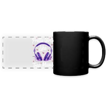 Casque Violet Battement de cœur - Mug panoramique uni - noir - Devant