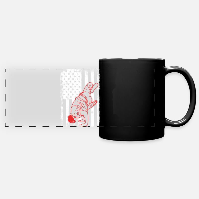 USA Flag Patriotic Break Dancer - Full Colour Panoramic Mug - black