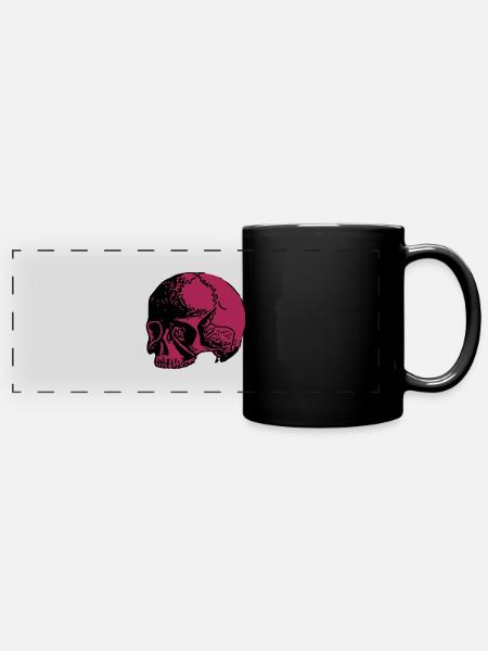 Totenkopf - Panorama-Tasse farbig - Schwarz