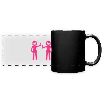 woman drink - Panorama-Tasse farbig - Schwarz - Vorne