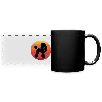 Pudel Sunset Retro Vintage Motiv Pudelhund - Panorama-Tasse farbig - Schwarz - Vorne