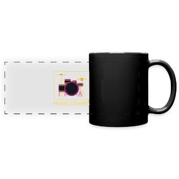 Music Lovers Drums Design - Full Colour Panoramic Mug - black - Front