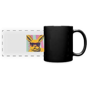 Cooler Hase - Panorama-Tasse farbig - Schwarz - Vorne