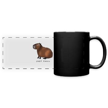 Capybara - just chill! - Full Colour Panoramic Mug - black - Front