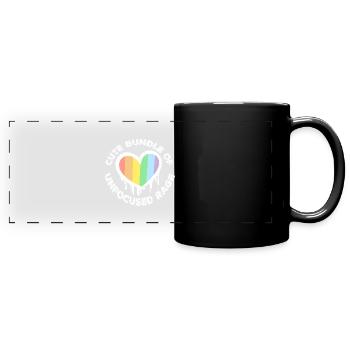 Lustiges niedliches Bündel von unfokussiertem Wut-Regenbogen-Goth - Panorama-Tasse farbig - Schwarz - Vorne