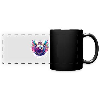 Polar Bear Coat of Arms Portrait Animal Polar Bear Colorful - Full Colour Panoramic Mug - black - Front