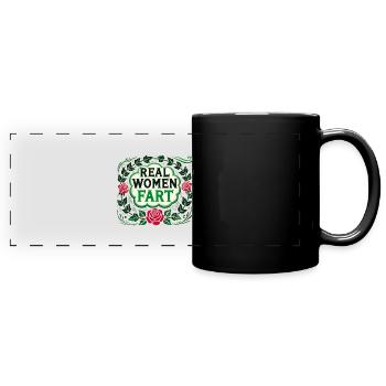 Echte Frauen furzen - Panorama-Tasse farbig - Schwarz - Vorne