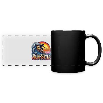 Surf style and vintage sun - Full Colour Panoramic Mug - black - Front